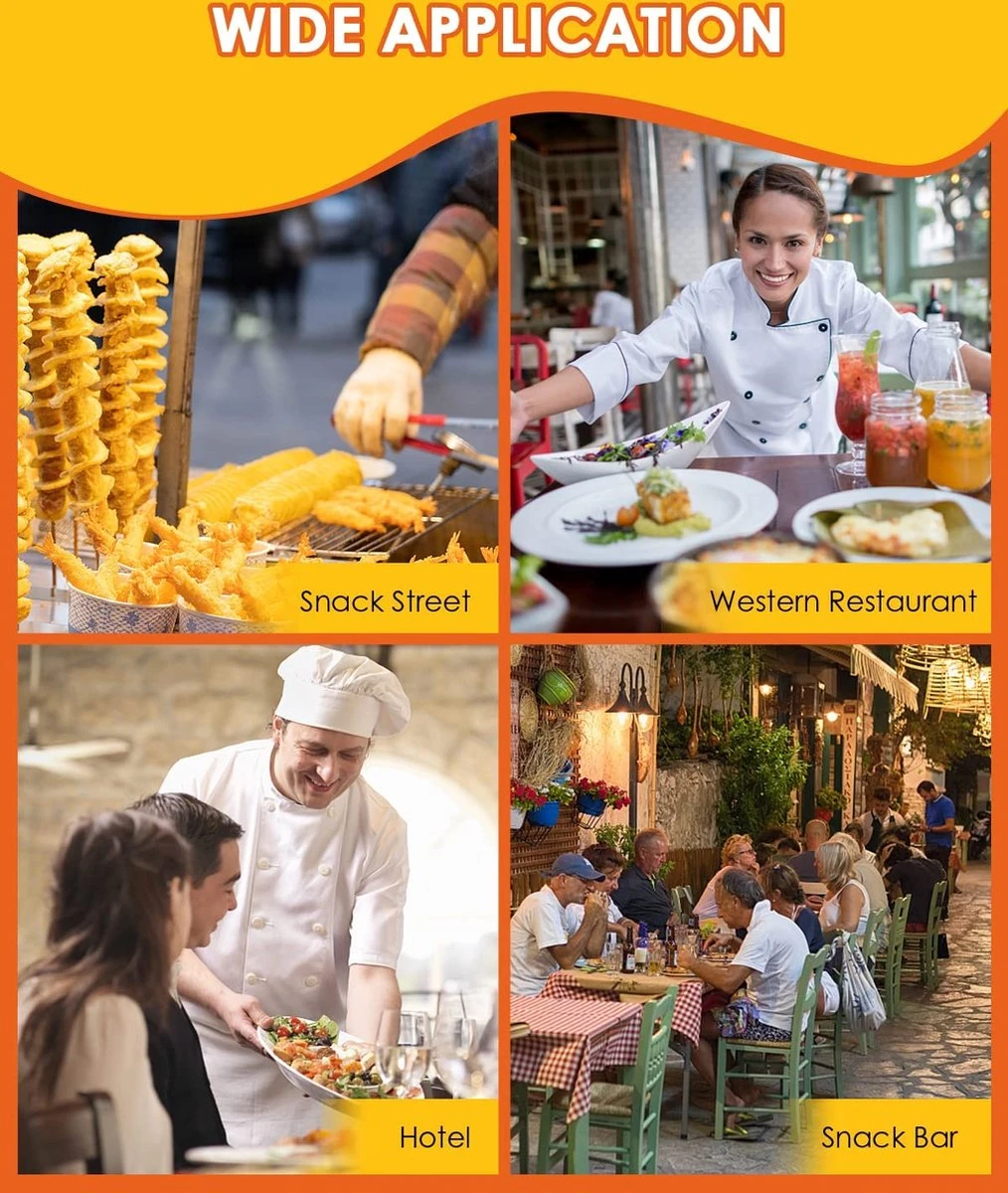 Uten - Spiraalsnijder Aardappel - Groente Slicer - Fruit Slicer - Frietsnijders - Voor Fruit, Aardappelen, Tornado Chips, Komkommers Of Wortels(RVS) 10 Uten - Spiraalsnijder Aardappel - Groente Slicer - Fruit Slicer - Frietsnijders - Voor Fruit, Aardappelen, Tornado Chips, Komkommers Of Wortels(RVS) - Afbeelding 8