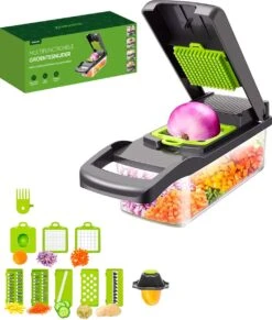 Groentesnijder - Mandoline, Keukensnijder & Uiensnijder - Multifunctioneel Groente Snijder - Spiraalsnijder - Frietsnijder - Rasp - BPA Vrij & Anti-slip - Inclusief Handleiding - 15 Delig Van Zivanto -Merkloos Winkel 1018x1200 2