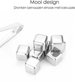 IGOODS Whiskey Stones Set (8 Stuks) Incl. Tang - Whisky Stenen - RVS - Herbruikbare Ijsblokjes - Icecubes Met Tang 8 Stuks -Merkloos Winkel 1112x1200 3