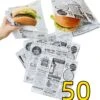 Rainbecom - 50 Stuks - 19 X 17 Cm - Hamburger Zakje Papier - Vetvrij Papier - Papieren Zak Voor Sandwiches - Krant