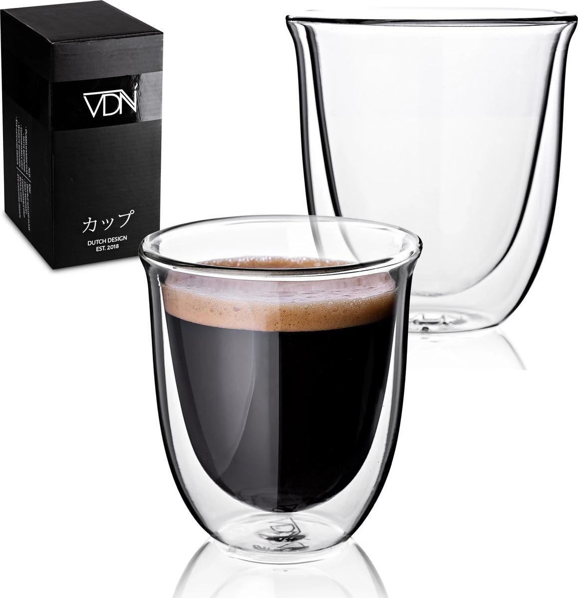 Dubbelwandige Theeglazen Koffieglazen - Cappuccino Glazen - Warme En Koude Dranken Mokken Dubbelwandig - 250 ML - Set Van 2 - VDN 3 Dubbelwandige Theeglazen Koffieglazen - Cappuccino Glazen - Warme En Koude Dranken Mokken Dubbelwandig - 250 ML - Set Van 2 - VDN