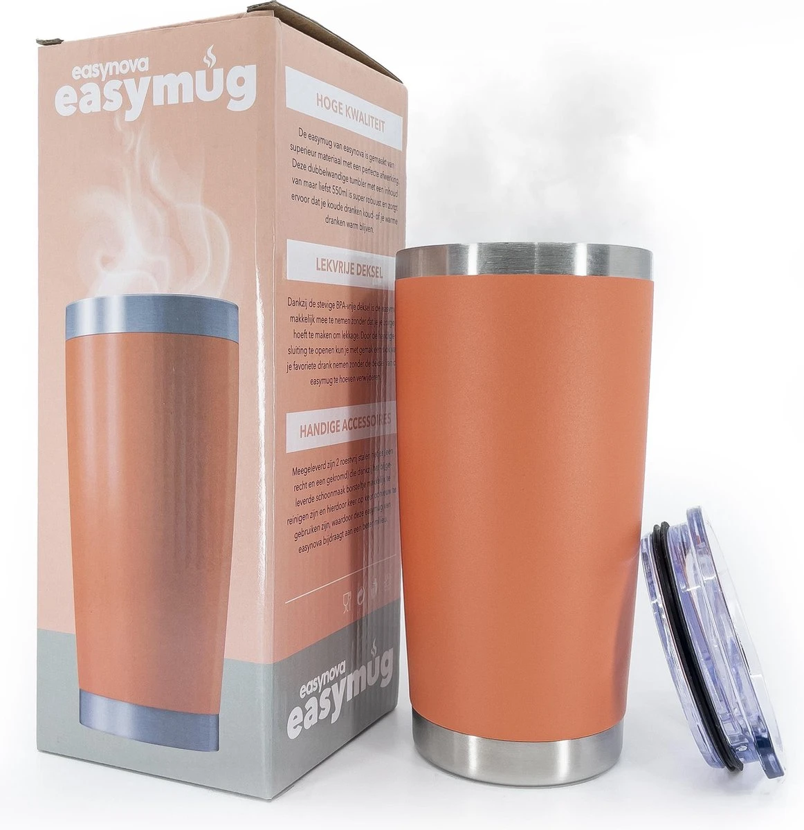 Easymug® Dubbelwandige Thermosbeker – Thermosfles Travel Mug – RVS Rietjes – Thermos - Travelmug 3 Easymug® Dubbelwandige Thermosbeker – Thermosfles Travel Mug – RVS Rietjes – Thermos - Travelmug
