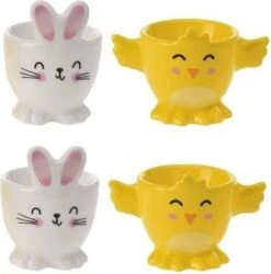 Merkloos 4x Witte Paashaas En Gele Kuiken Eierdopjes 7 Cm - Paasdecoratie/Paasontbijt -Merkloos Winkel 1186x1200 7