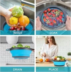 Royalty Line Vergiet Opvouwbaar - Keukenzeef - Vergieten & Zeven 2 Groot En 1 Klein - Keukengerei - Set Van 3 - Siliconen Vergiet - Inklapbare Zeef - Tuinzeef - BPA Vrij - Vaatwasbestendig - Hittebestendig - Makkelijk Opbergen - Rood/Groen/Blauw -Merkloos Winkel 1187x1200 1
