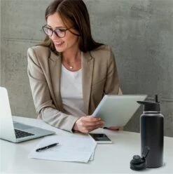 Thermosfles - Onyx Black - 1 Liter - Extra Dop Met Rietje & Drinktuit - Thermosflessen - Isoleerfles - BPA Vrij - Lekvrij - Thermoskan - Isoleerbeker - Thermosbeker -Merkloos Winkel 1193x1200 2