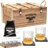 Whiskey Set - Incl. 2 Whiskey Glazen, 8 Whiskey Stones, 2 Onderzetters, Fluwelen Opbergzak, Opbergbox - Whisky Geschenkdoos - Glas - Herbruikbare IJsblokjes - Whiskey Stenen Voor Glazen - Peaky Blinders - Cadeau Voor Man & Vrouw -Merkloos Winkel 1198x1200 44