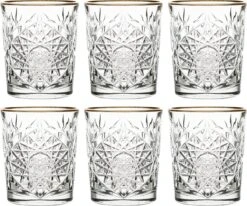 Libbey Hobstar Drinkglas Gold – 355 Ml / 35,5 Cl - 6 Stuks - Vintage Design - Hoge Kwaliteit - Gouden Rand