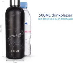 TIGR The Combo - Voordeelset Minimalist Thermosfles En Cup Warmhoudbeker - 500ml - Zwart Marmer -Merkloos Winkel 1200x1031