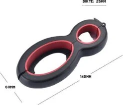 Multifunctionele Opener - 6-in-1 Keuken Hulp - Ouderen Opener - Fles Opener - Bier Opener - Pot Opener - Zak Opener - Veiligheidszegels Verwijderen - Doppen Losdraaien - Allesopener - Zwart/Rood -Merkloos Winkel 1200x1032 5