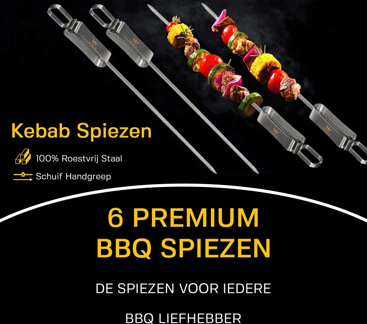 Ferodelli Kebab Spiezen - Bbq Spiezen - Set Van 6 - Barbeque Accesoires - Premium 5 Ferodelli Kebab Spiezen - Bbq Spiezen - Set Van 6 - Barbeque Accesoires - Premium - Afbeelding 3