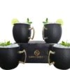 Moscow Mule Bekers Premium – Cocktail Glazen - Cocktail Set – Koperen Beker Set 4x Zwart - Luxe Giftset Cadeau