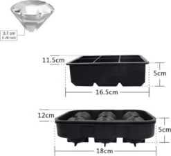 Luxe IJsblokvormen - Set Van 2 - 6 Grote Ronde Ijsballen En 6 Vierkante Ijsblokken - Voedselveilig Siliconen - Zwart -Merkloos Winkel 1200x1091 6