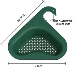 Merkloos Kunststof - Vergiet - Donkergroen - Driehoek - Zeef - Spoelbak - Gootsteen - Zwaanvorm - Lange Haak -Merkloos Winkel 1200x1102 11