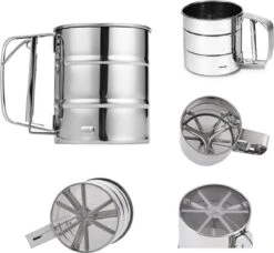 Professionele RVS Meelzeef - Bloemzeef - Poedersuikerzeef - Suikerzeef - Bakgerei - Stooier - Keuken Tafel -Roestvrij Staal - Draai Meel Zeef - Bloem Zeef - Poedersuiker Zeef - -Merkloos Winkel 1200x1107 4