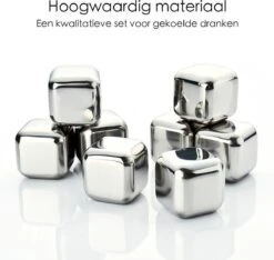 IGOODS Whiskey Stones Set (8 Stuks) Incl. Tang - Whisky Stenen - RVS - Herbruikbare Ijsblokjes - Icecubes Met Tang 8 Stuks -Merkloos Winkel 1200x1137 5