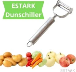 ESTARK® Dunschiller - Julienne & Groenteschiller - Groentesnijder - Uiensnijder - Spiraalsnijder - Juliennerasp - Juliennesnijder - Sliertensnijder - Multifunctionele Groenten Schiller Aardappel Schiller - Dunschiller RVS -Merkloos Winkel 1200x1141 1