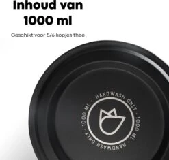 Vatten® - Premium RVS Theepot - Incl. RVS Theefilter - 1L - Zwart - Dubbelwandig -Merkloos Winkel 1200x1143 2