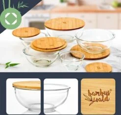 Klarstein Glazen Serveerschaal Met Bamboe Deksel - Afwasmachinebestendig - Veelzijdig Inzetbaar -Merkloos Winkel 1200x1144 2