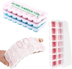 Merkloos Home Garden Fun Ijsblokjesvorm Met Deksel Roze Ijsblokjesmachine Silicone Voor Ijsvormpjes