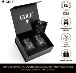 Kristal Superior Whiskey Glazen Set In Luxe Geschenkdoos By GDLF® - Whiskey Set - Hoogwaardig 100% Lood-Vrij Kristal - Made In Europa - Luxe Waterglazen - Gin Tonic Glazen - Cocktailglazen - Likeurglazen - Whisky Glazen - Cadeau Voor Man & Vrouw -Merkloos Winkel 1200x1157 8