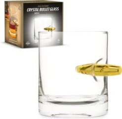 CKB Ltd - Take The Bullet Whiskey Glazen - Whisky Whiskeyglazen Tumbler Glas Drank Whiskeyglas Tumblerglas Whiskeyaccessoires Beker Wiskey Glass Bullets Tumblers Glasses Tumblerglazen Cup Luxe Proefglas Kogels Jack Daniels Goud