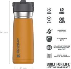 Stanley The IceFlow™ Flip Straw Water Bottle 0,65L - Thermosfles - Saffron -Merkloos Winkel 1200x1170 1