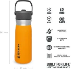 Stanley The IceFlow™ Flip Straw Water Bottle 0,65L - Thermosfles - Saffron -Merkloos Winkel 1200x1170
