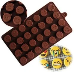 Merkloos Duo Pakket Ijsblokjes - 2 Stuks Chocoladevorm Voor Emoji - Grappige Gezichtjes Vorm - Emoticons Mal - Siliconen Emoji Mal - Holy Moldy