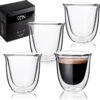 Dubbelwandige ESPRESSO Glazen Van Borosilicaat - Warme En Koude Dranken Kopjes - 70 ML - Set Van 4