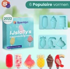 Sparklyn IJsvormpjes - Incl. Afsluitbare Deksel & IJsstokjes - IJslolly Vormen - 6 Stuks - Blauw -Merkloos Winkel 1200x1178 11