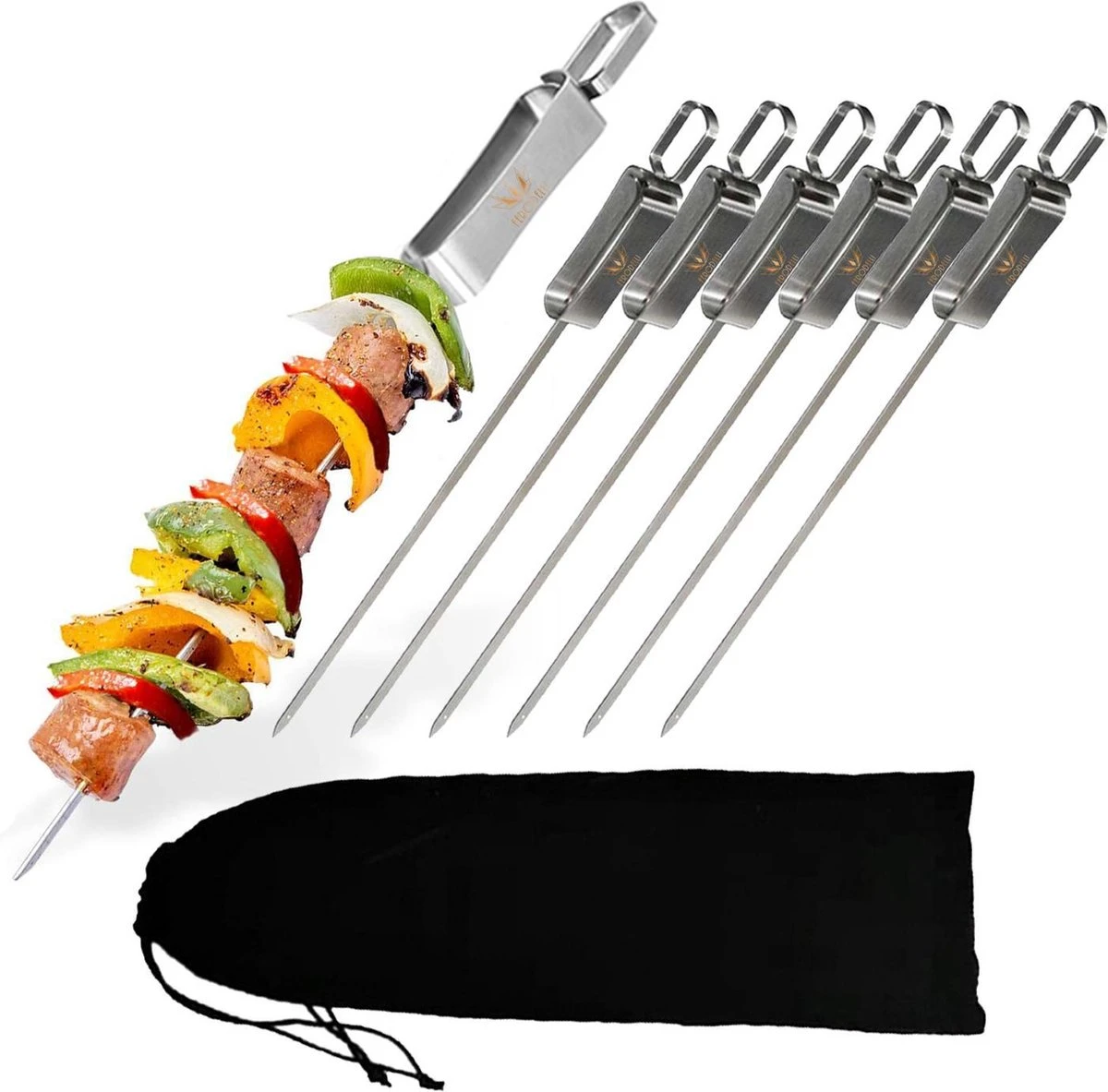 Ferodelli Kebab Spiezen - Bbq Spiezen - Set Van 6 - Barbeque Accesoires - Premium 3 Ferodelli Kebab Spiezen - Bbq Spiezen - Set Van 6 - Barbeque Accesoires - Premium