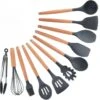 Krumble Keukengerei - Spatels Set - Bakspatel - Roerspatel - Garde - Ophangbaar - 11 Delig - Kookgerei - BPA Vrij - Siliconen Spatels Met Houten Steel - Grijs En Bruin -Merkloos Winkel 1200x1185 12
