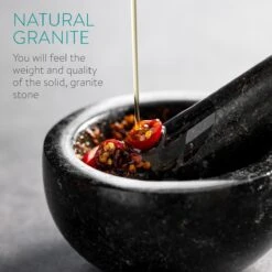 Navaris Vijzel Met Stamper Van Graniet - Granieten Vijzel Voor Kruidenmixen, Pesto En Dips - Set Inclusief Stamper Voor Fijnmalen - Ø 12 Cm -Merkloos Winkel 1200x1200 1130