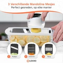 Lekro Multifunctionele Groentesnijder Met Glazen Ovenschaal - Mandoline - Uiensnijder - Frietsnijder - Groentensnijder- Anti-slip Mat - Glas & RSV - 12-delig -Merkloos Winkel 1200x1200 1351