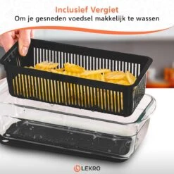 Lekro Multifunctionele Groentesnijder Met Glazen Ovenschaal - Mandoline - Uiensnijder - Frietsnijder - Groentensnijder- Anti-slip Mat - Glas & RSV - 12-delig -Merkloos Winkel 1200x1200 1354