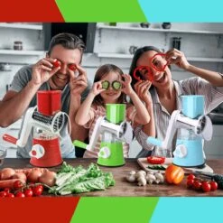 Mandoline Groentesnijder- Slicer Dicer - Rasper - Keukensnijder - Kaasrasp – Trommelrasp - Blauw -Merkloos Winkel 1200x1200 1370