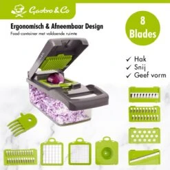 Gastro & Co® 8-Delige Mandoline - Multifunctionele Groentesnijder Inclusief Eiwitscheider & Schoonmaakborstel - Groente & Fruit Snijder - Julienne Keukensnijder - Keuken Snijmachine - Fruitsnijder - Uiensnijder - Patatsnijder - Frietsnijder -Merkloos Winkel 1200x1200 1482