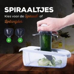 Estus QuickSlicer Mandoline Keukensnijder - Groentesnijder - Uiensnijder - Spiraalsnijder - Roestvrij Staal - Vingerbeschermer - 6 Opzetstukken -Merkloos Winkel 1200x1200 1486