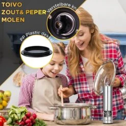 Toivo Kitchen Elektrische Zout En Pepermolen 2 Stuks - Incl. 8 AA Batterijen - Zilver - Verstelbare Maalgraad - Keukengerei - Kruidenmolen - Peper- En Zoutstel -Merkloos Winkel 1200x1200 1916