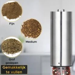 Toivo Kitchen Elektrische Zout En Pepermolen 2 Stuks - Incl. 8 AA Batterijen - Zilver - Verstelbare Maalgraad - Keukengerei - Kruidenmolen - Peper- En Zoutstel -Merkloos Winkel 1200x1200 1921