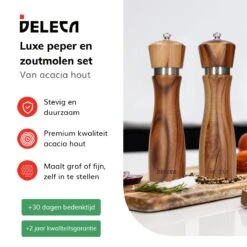 Deleca Peper En Zoutmolen Set - Handmatig Design - Pepermolen - Incl. Geschenkdoos - Premium FSC Acacia Hout - 20 Cm -Merkloos Winkel 1200x1200 1963
