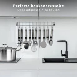 Cheqo® Ophangbare Keukengerei - RVS Keukengerei Met Houder - Keukenset Muurhouder - Ophangrek Met Haken - Met Blikopener - Kaasschaaf - Garde - Flessenopener - Dunschiller - Schilmes - Pizzaroller - Knoflookpers - 9 Delig -Merkloos Winkel 1200x1200 2248