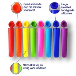 Siliconen IJslolly Vormpjes (12 Stuks) - IJsvormpjes - XL - Extra Kleuren - IJs Maken - Vaatwasser Bestendig - BPA Vrij - Met Receptkaart -Merkloos Winkel 1200x1200 2334