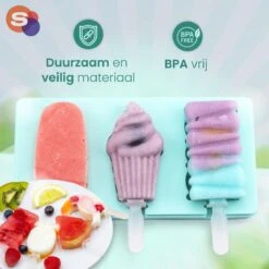 Sparklyn IJsvormpjes - Incl. Afsluitbare Deksel & IJsstokjes - IJslolly Vormen - 6 Stuks - Blauw -Merkloos Winkel 1200x1200 2400