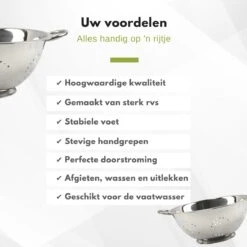 Veluw Vergiet RVS - Op Voet - 2 Grepen - Ø34 X (H)16cm - Keukengerei - Zeven -Merkloos Winkel 1200x1200 2677