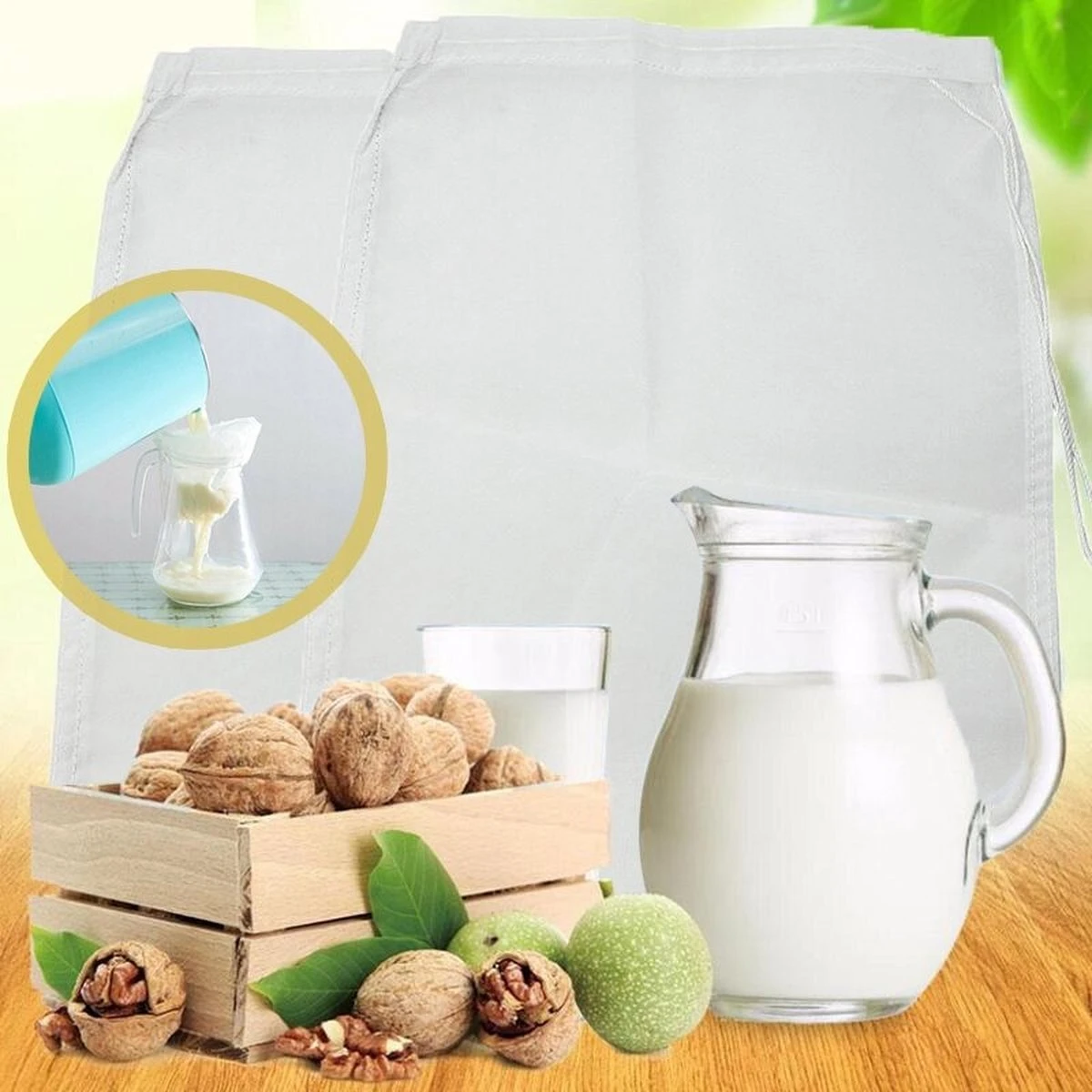 Kaasdoek - Passeerdoek - Neteldoek - Passeerzeef - Notenmelkzak - Zeefdoek - 200 Mesh - 15x20 Cm 7 Kaasdoek - Passeerdoek - Neteldoek - Passeerzeef - Notenmelkzak - Zeefdoek - 200 Mesh - 15x20 Cm - Afbeelding 5