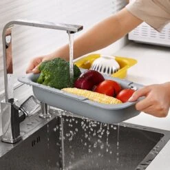 Waterval Gootsteenzeef Uitschuifbaar Vergiet Keuken – Wassen Groente En Fruit – Afgieten Pasta Hulpmiddel - Donkergrijs -Merkloos Winkel 1200x1200 2790