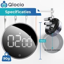 Qlocio Digitale Kookwekker Klok - Keukenwekker - Magnetisch - Zwart -Merkloos Winkel 1200x1200 3014