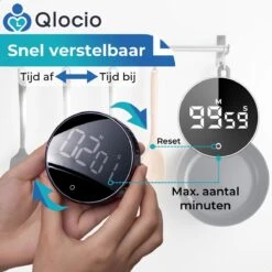 Qlocio Digitale Kookwekker Klok - Keukenwekker - Magnetisch - Zwart -Merkloos Winkel 1200x1200 3015