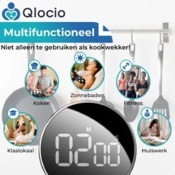 Qlocio Digitale Kookwekker Klok - Keukenwekker - Magnetisch - Zwart -Merkloos Winkel 1200x1200 3016